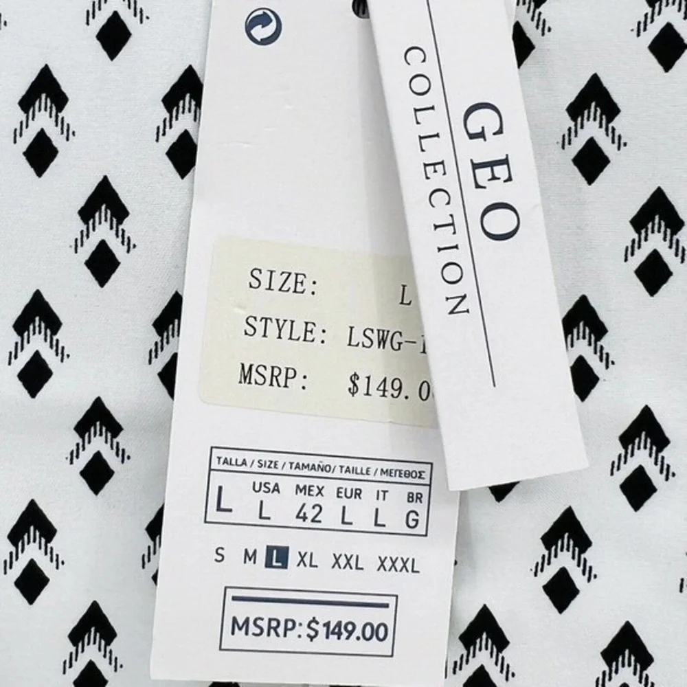 NWT Silver Stone Geo Collection Men's‎ Shirt Large Modern Fit Button Down $149